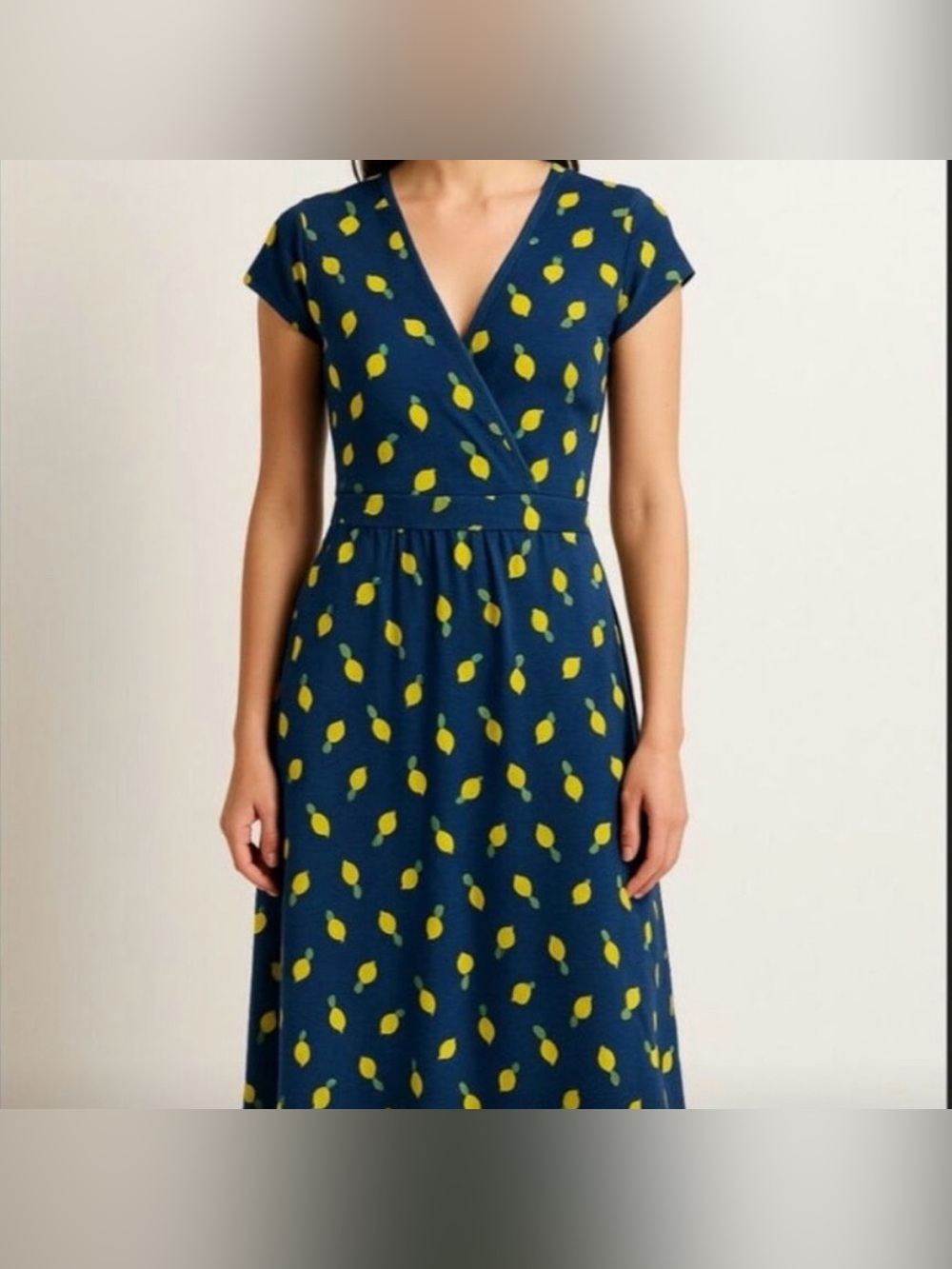 Boden Lola Lemon Print Blue Dress - Picture 10 of 12